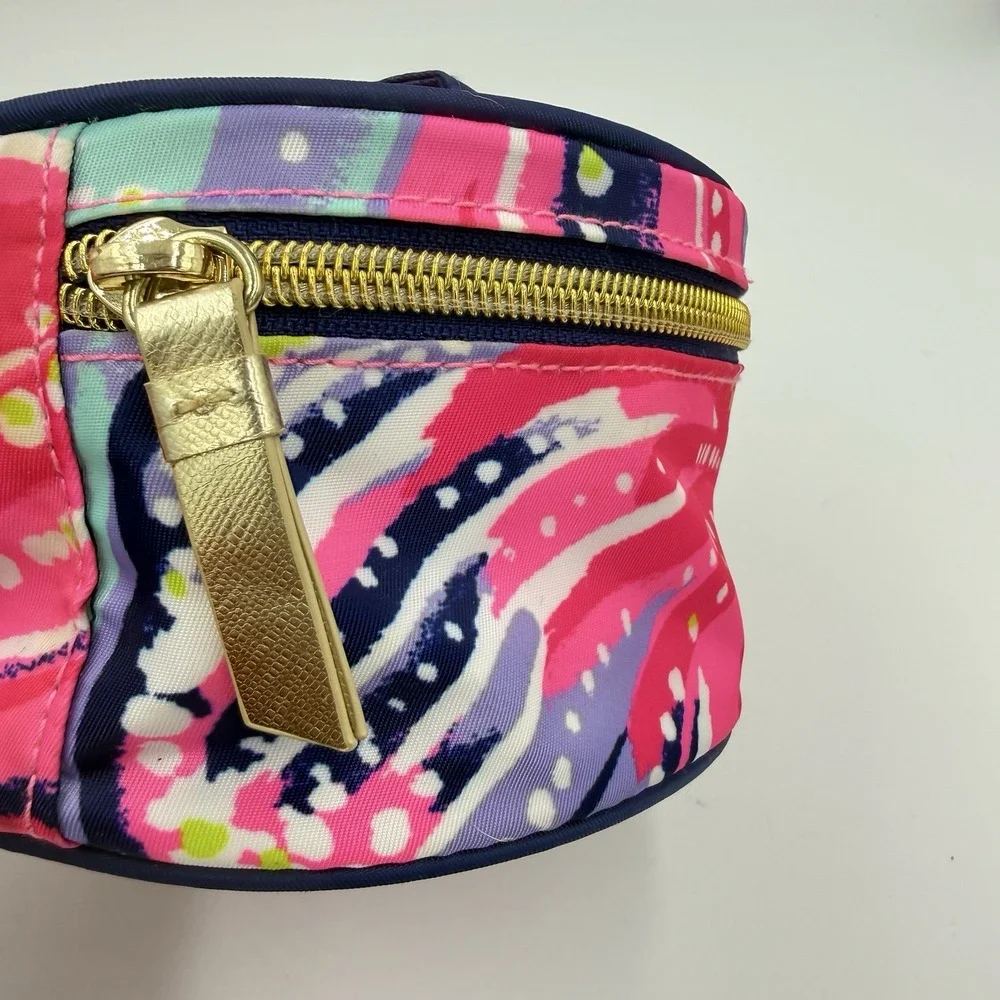 Lilly Pulitzer Pouch Drawstring & Zipper Makeup Bag Dragonfruit Oh My Guava 2 pc